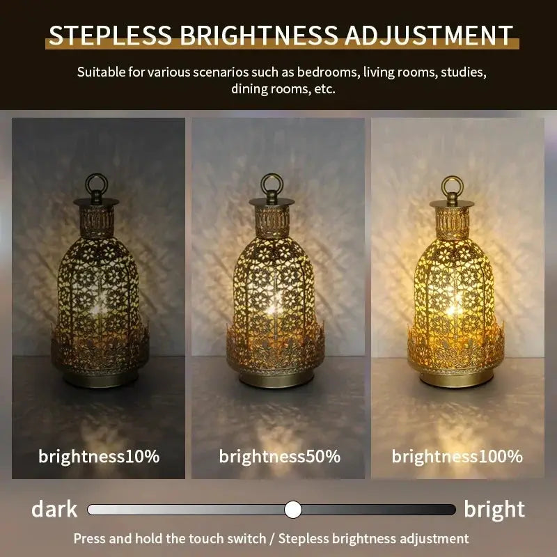 Table Lamp - Portable Iron Art Metal Long by House Of Avana