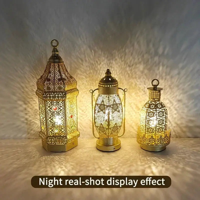 Table Lamp - Portable Iron Art Metal Long by House Of Avana