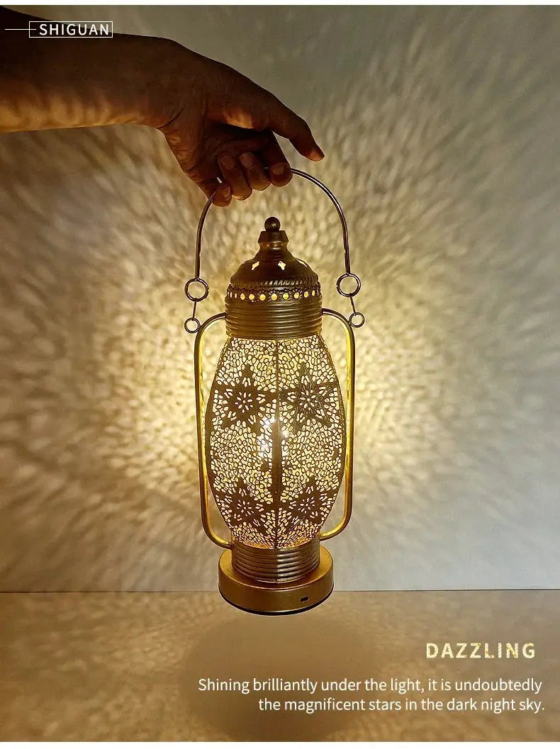 Table Lamp - Portable Iron Art Metal Long by House Of Avana