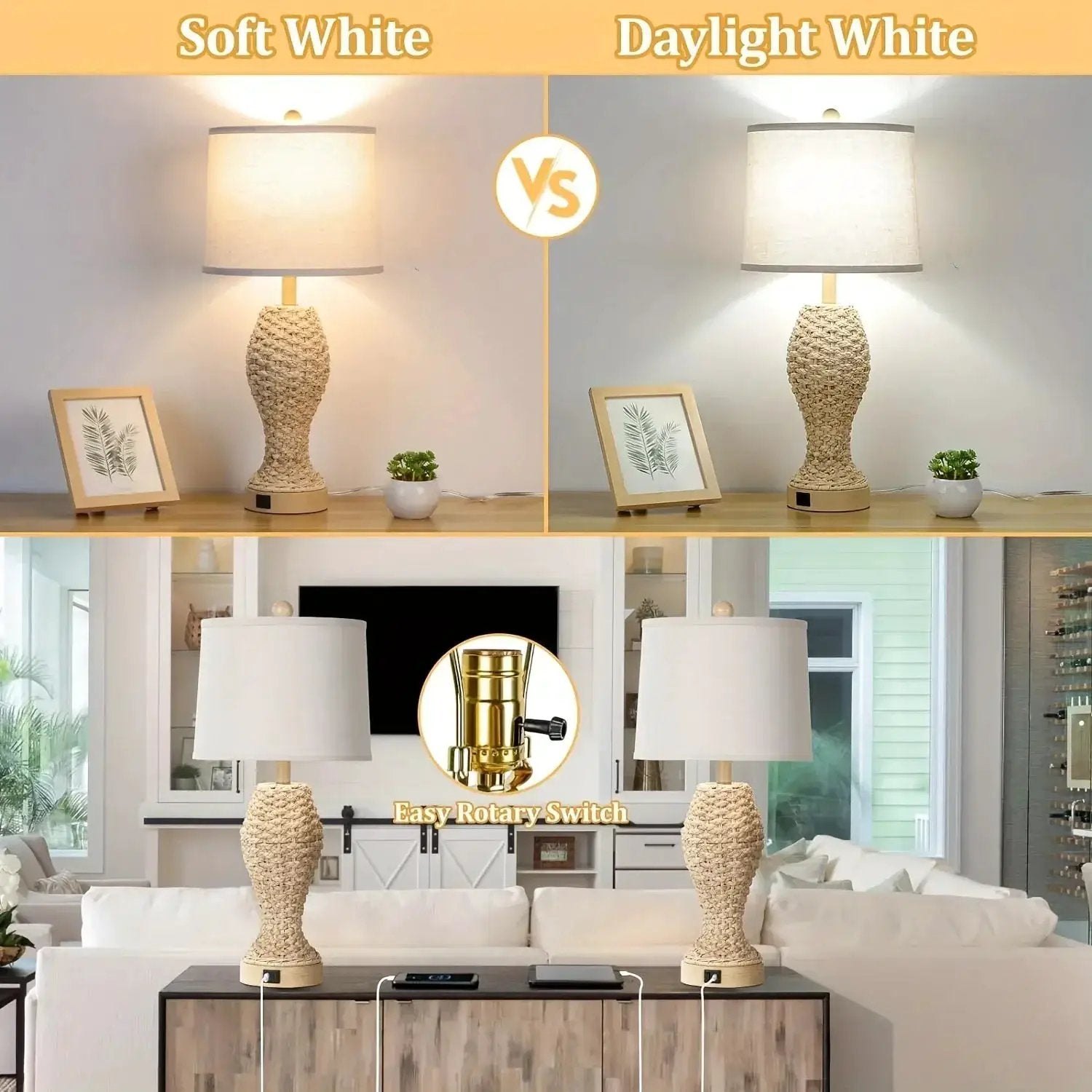 Table Lamp - Woven Seagrass 26.5inch by House Of Avana