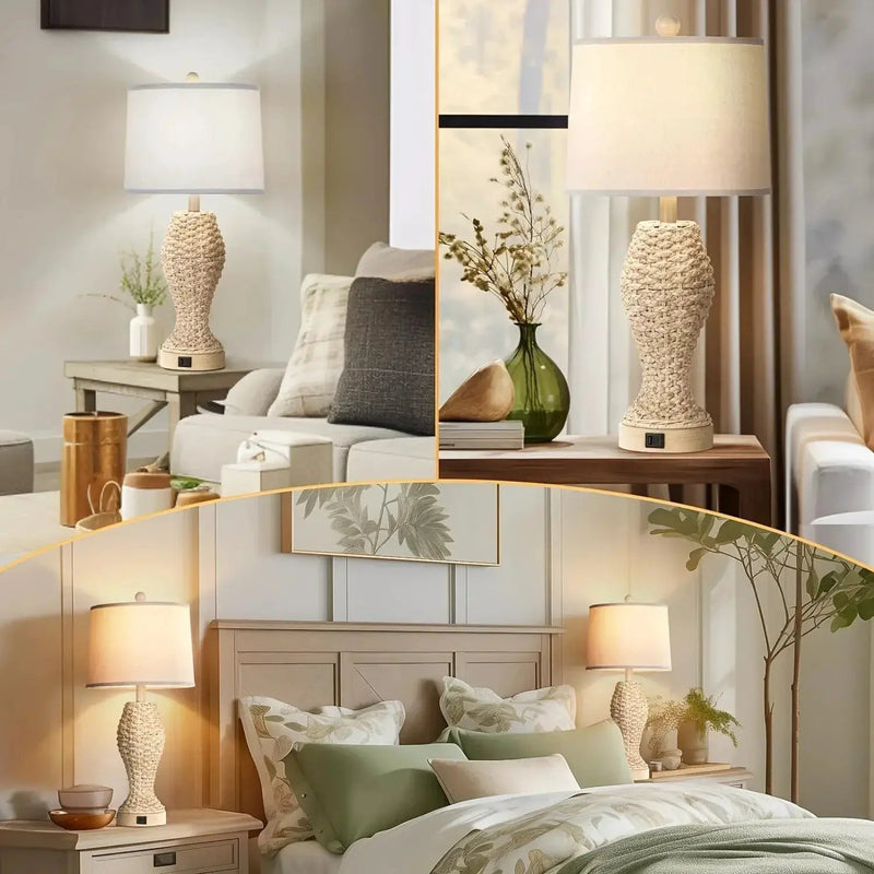 Table Lamp - Woven Seagrass 26.5inch by House Of Avana