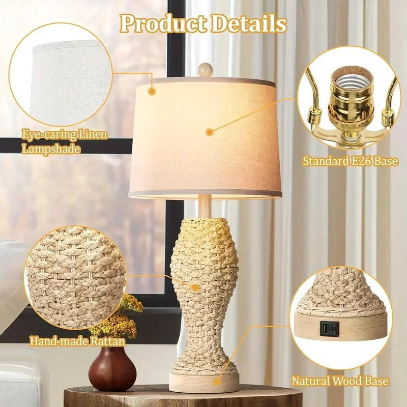 Table Lamp - Woven Seagrass 26.5inch by House Of Avana