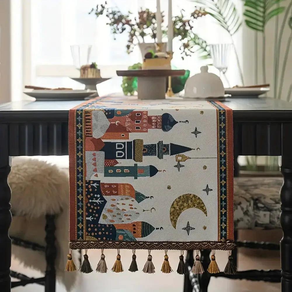 Table Runner - Decorative Polyester Star Moon by House Of Avana