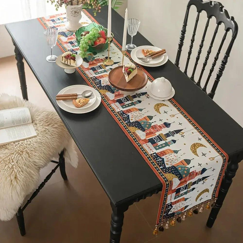 Table Runner - Decorative Polyester Star Moon by House Of Avana