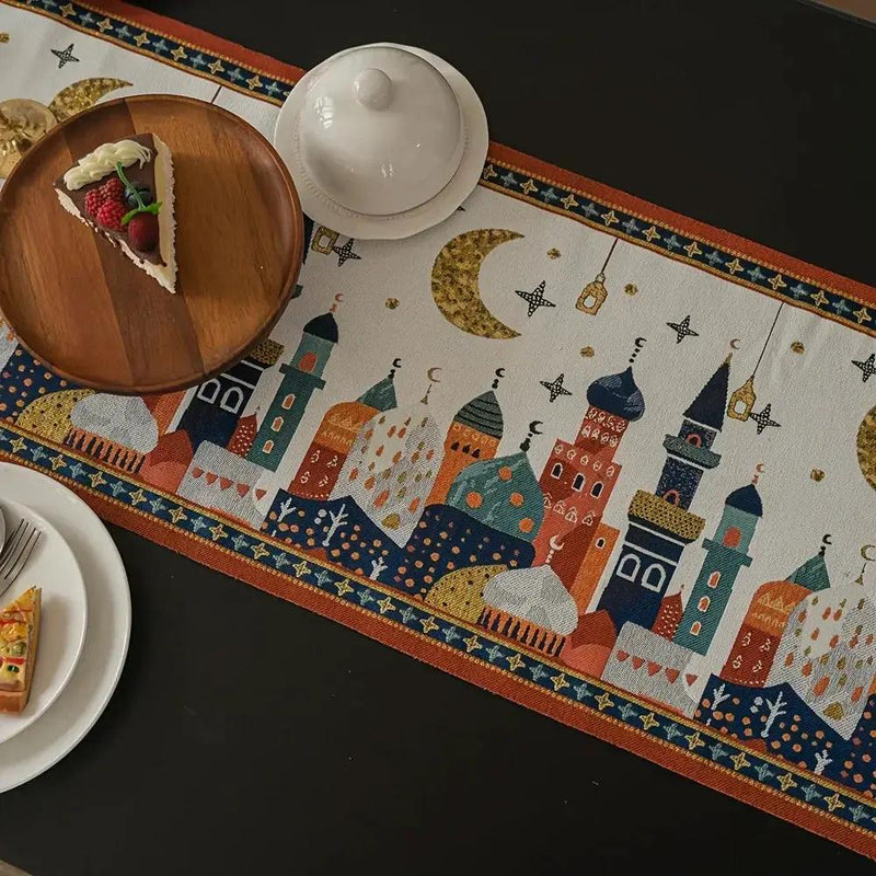 Table Runner - Decorative Polyester Star Moon by House Of Avana