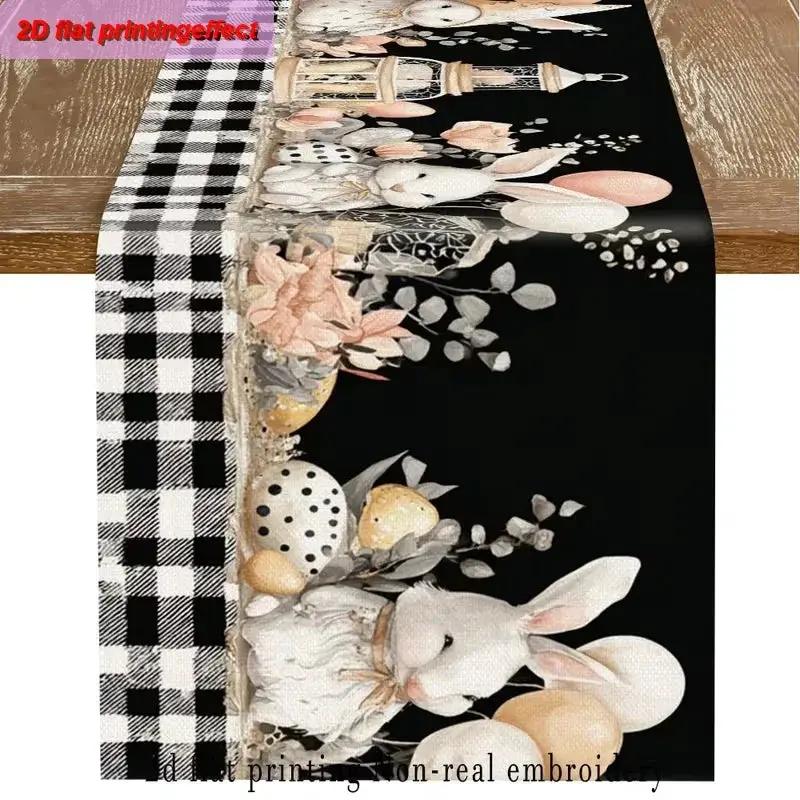 Table Runner - Easter Theme Black White 33x36 by House Of Avana