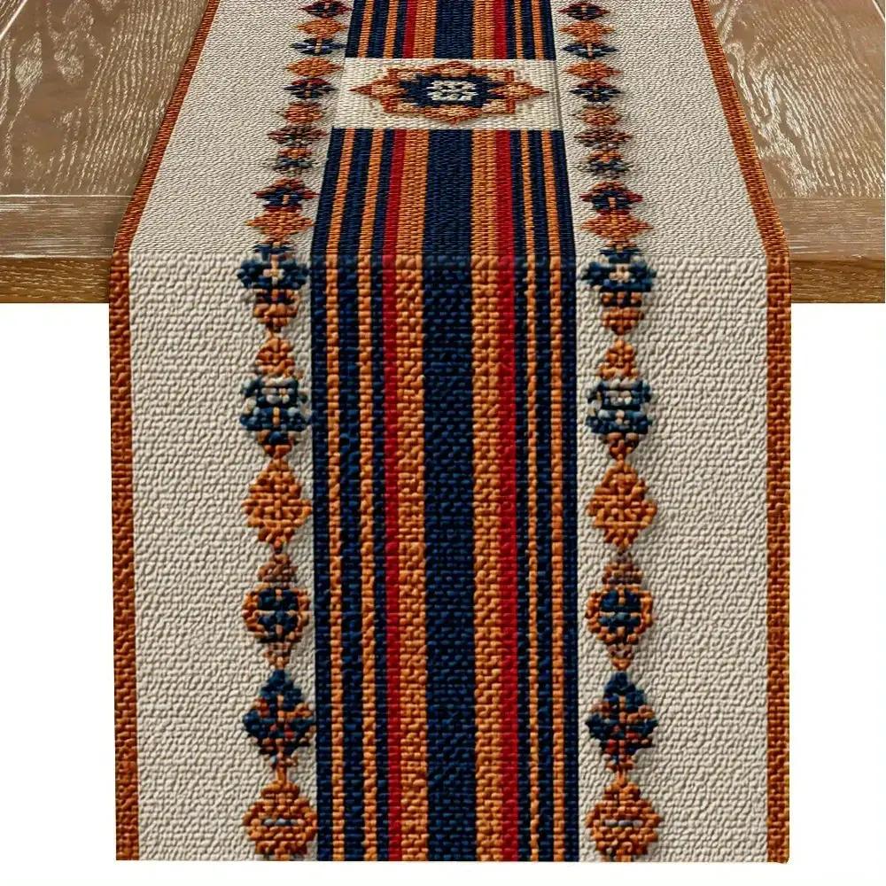 Table Runner - Geometric Polyester Striped by House Of Avana