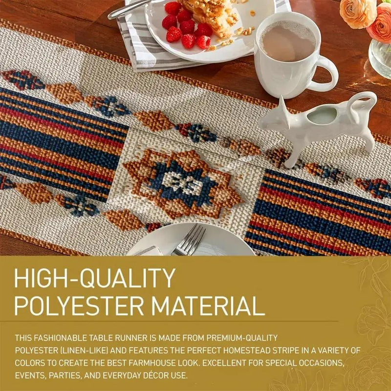 Table Runner - Geometric Polyester Striped by House Of Avana