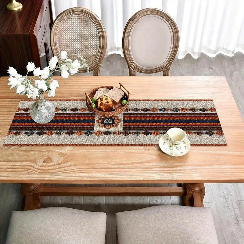 Table Runner - Geometric Polyester Striped by House Of Avana