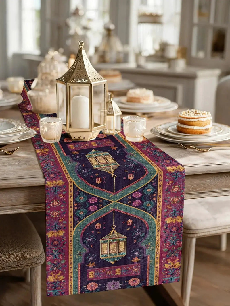 Table Runner - Vintage Polyester Ramadan Lantern by House Of Avana