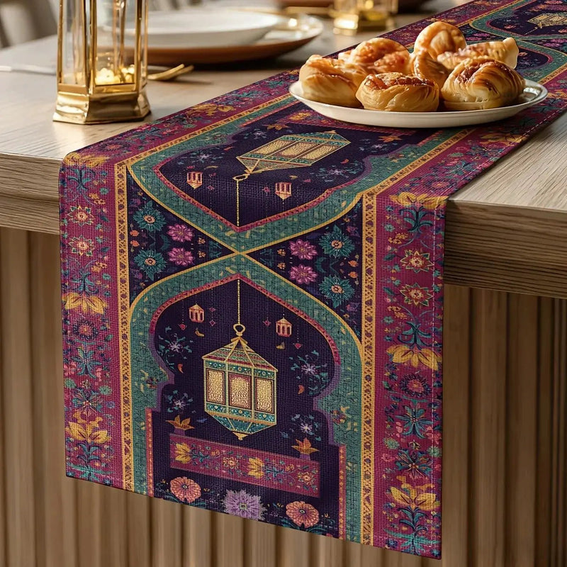 Table Runner - Vintage Polyester Ramadan Lantern by House Of Avana