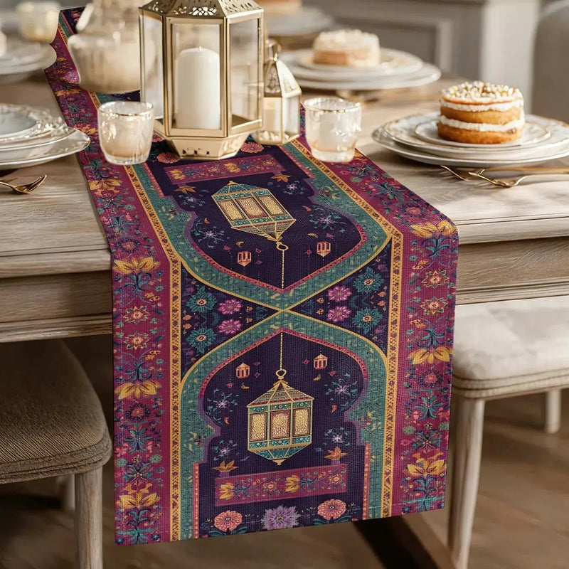 Table Runner - Vintage Polyester Ramadan Lantern by House Of Avana