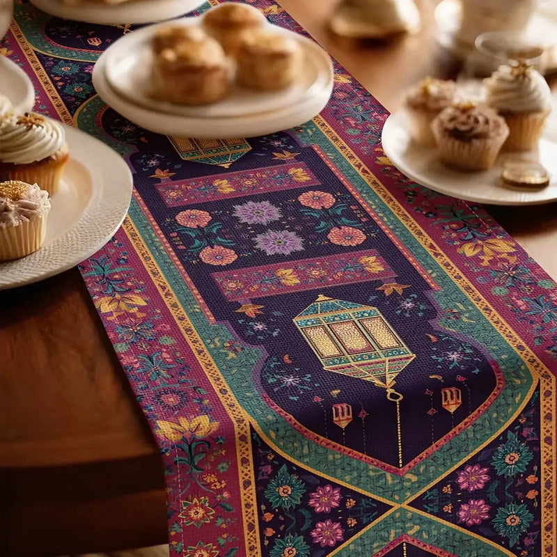 Table Runner - Vintage Polyester Ramadan Lantern by House Of Avana