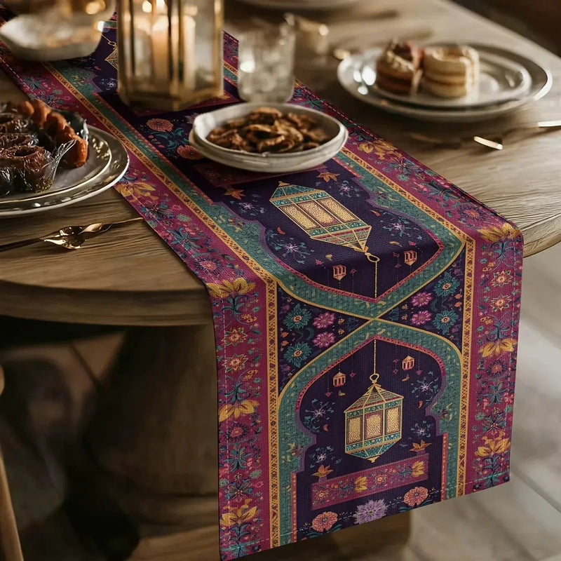 Table Runner - Vintage Polyester Ramadan Lantern by House Of Avana
