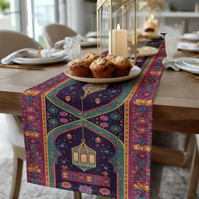 Table Runner - Vintage Polyester Ramadan Lantern by House Of Avana