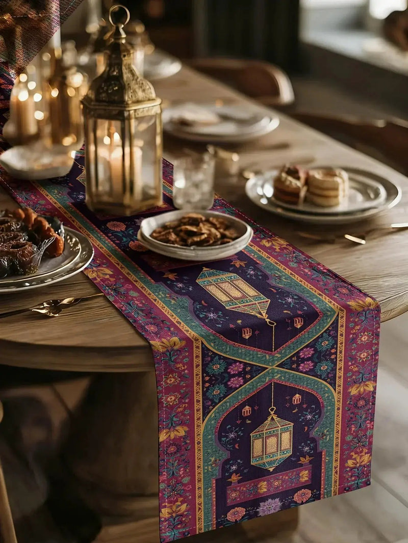 Table Runner - Vintage Polyester Ramadan Lantern by House Of Avana