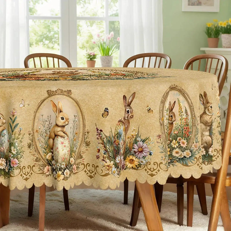 Tablecloth - Vintage Floral Polyester Round by House Of Avana