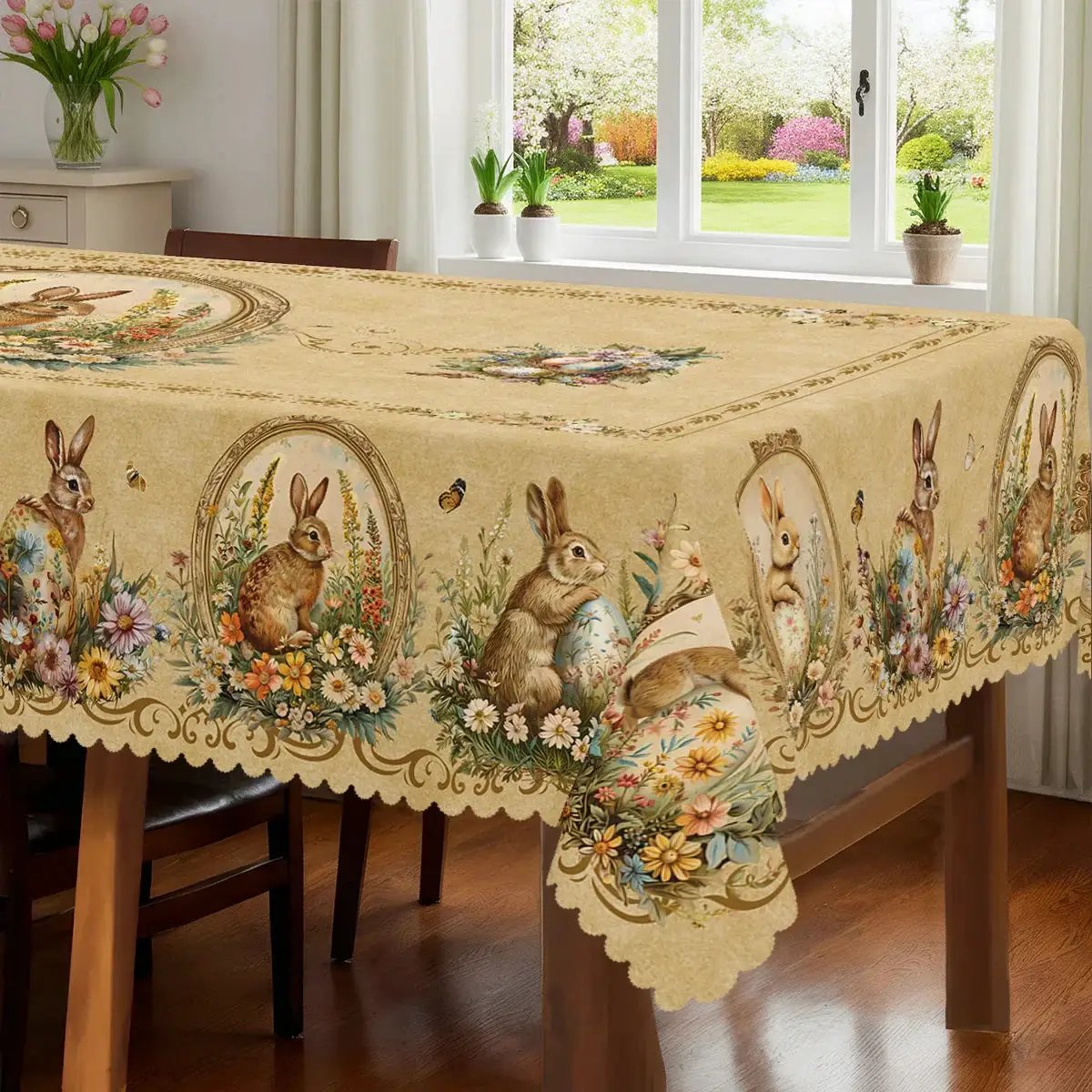 Tablecloth - Vintage Floral Polyester Round by House Of Avana