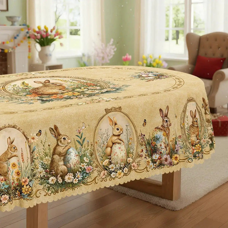 Tablecloth - Vintage Floral Polyester Round by House Of Avana