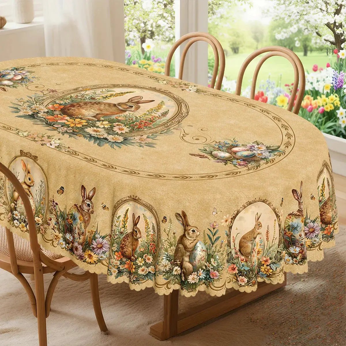 Tablecloth - Vintage Floral Polyester Round by House Of Avana