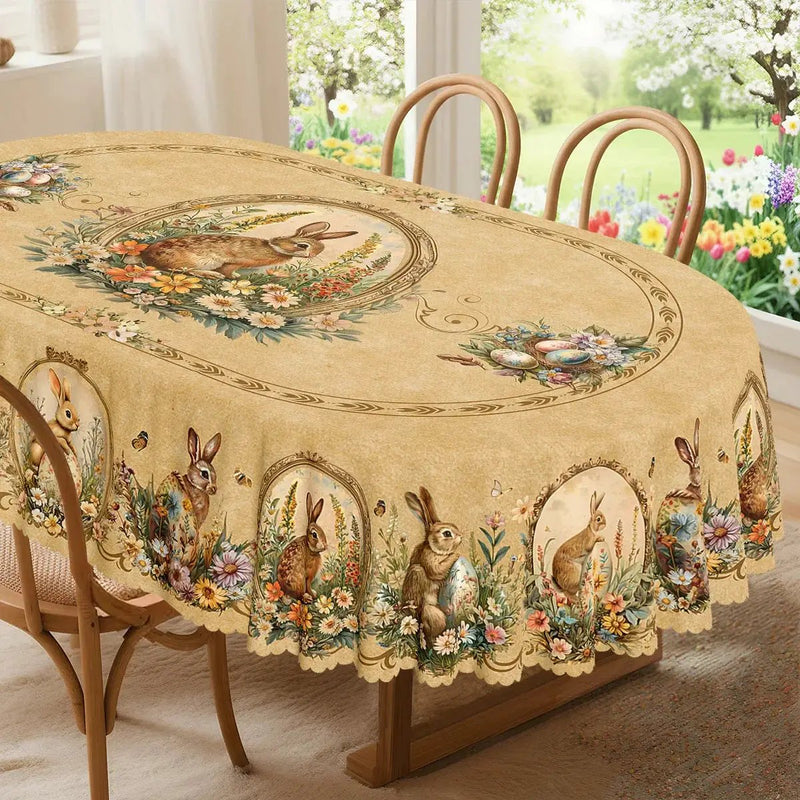 Tablecloth - Vintage Floral Polyester Round by House Of Avana
