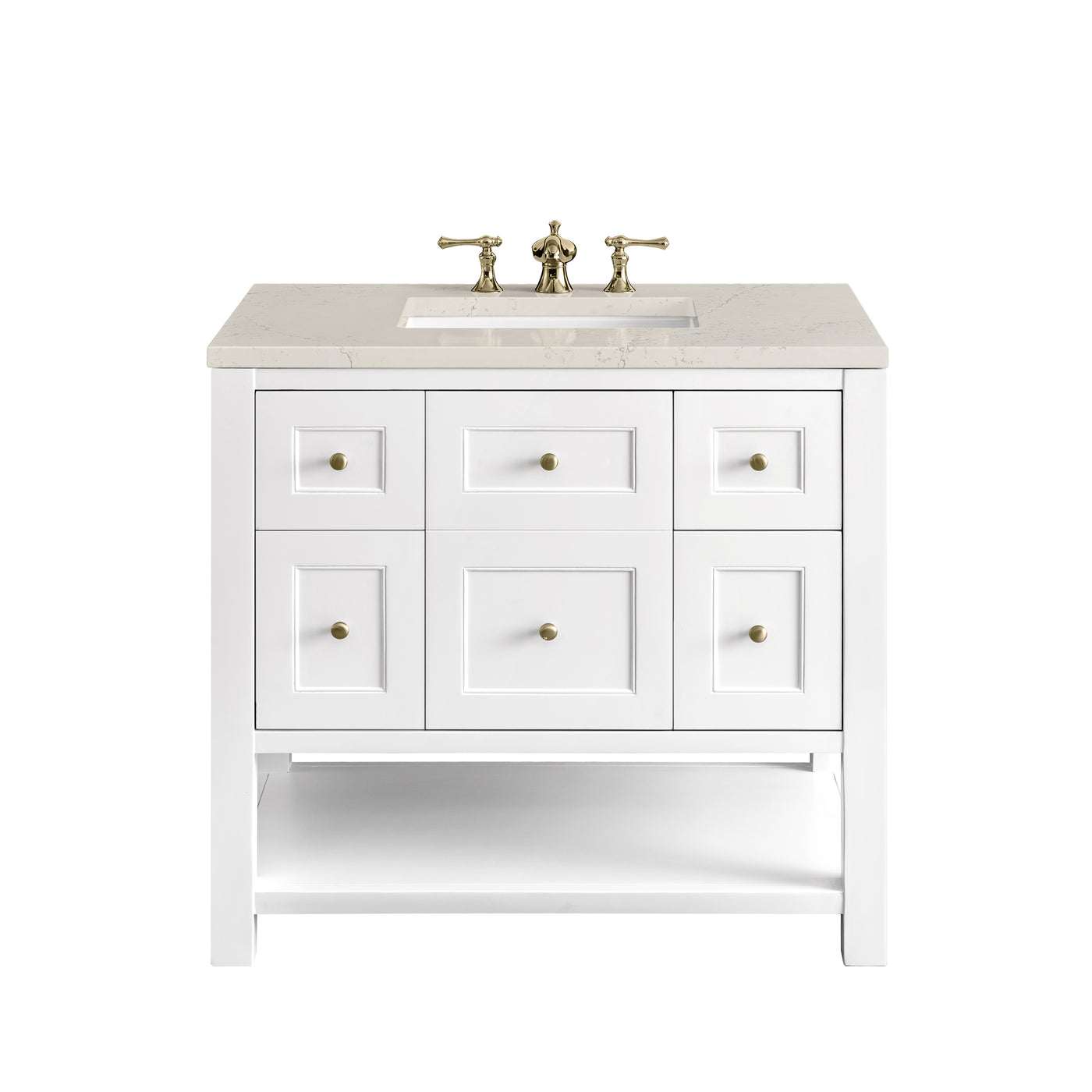 James Martin Breckenridge 36" Single Bathroom Vanity, Bright White with Siberian countertop