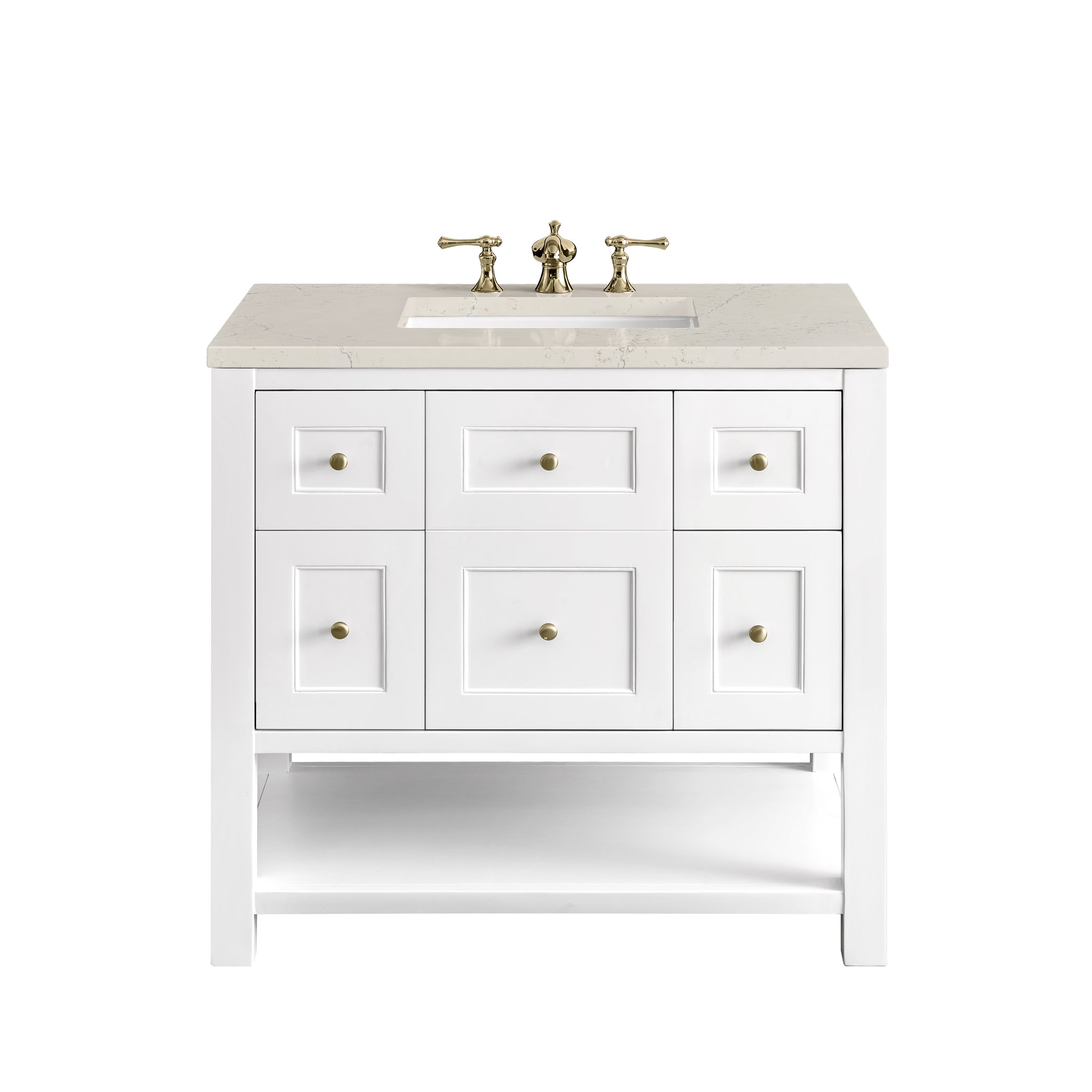 James Martin Breckenridge 36" Single Bathroom Vanity, Bright White with Siberian countertop