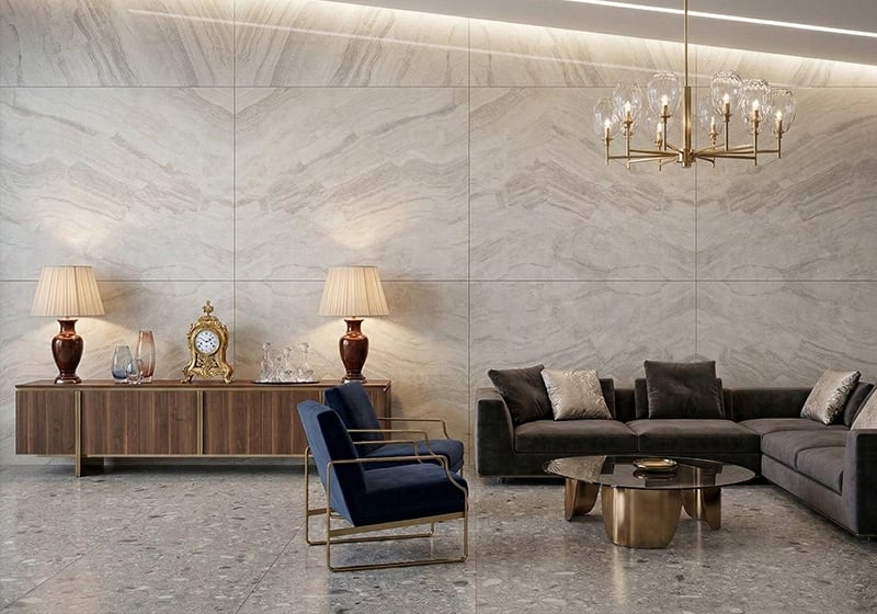Taj Mahal Supreme Honed Quartzite Slab Random 3/4 room scene 3