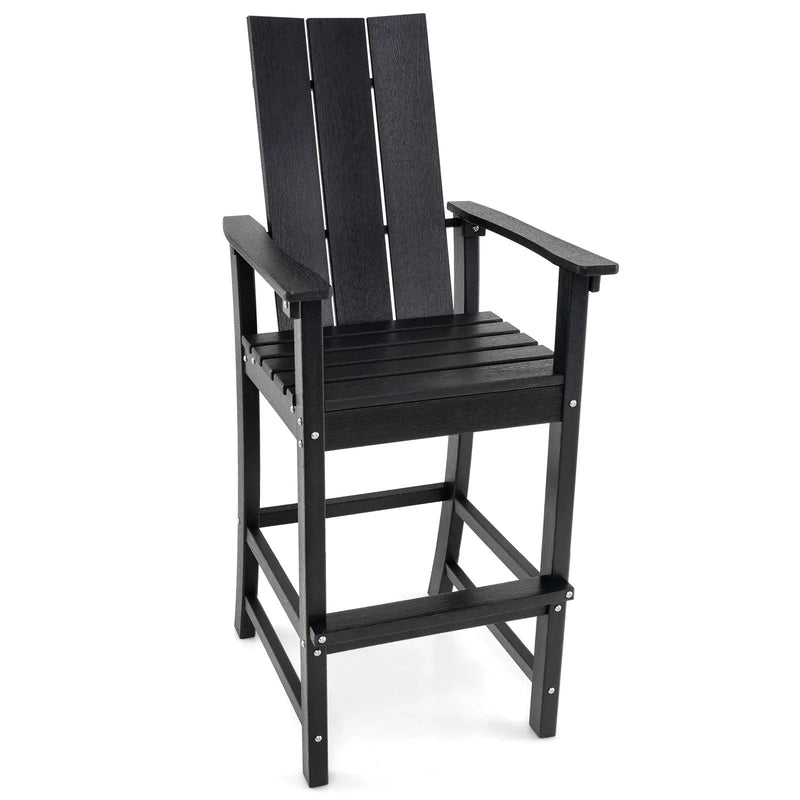 Tall Adirondack Chair Outdoor Bar Stool with Ergonomic Backrest for Backyard by DirectDeals