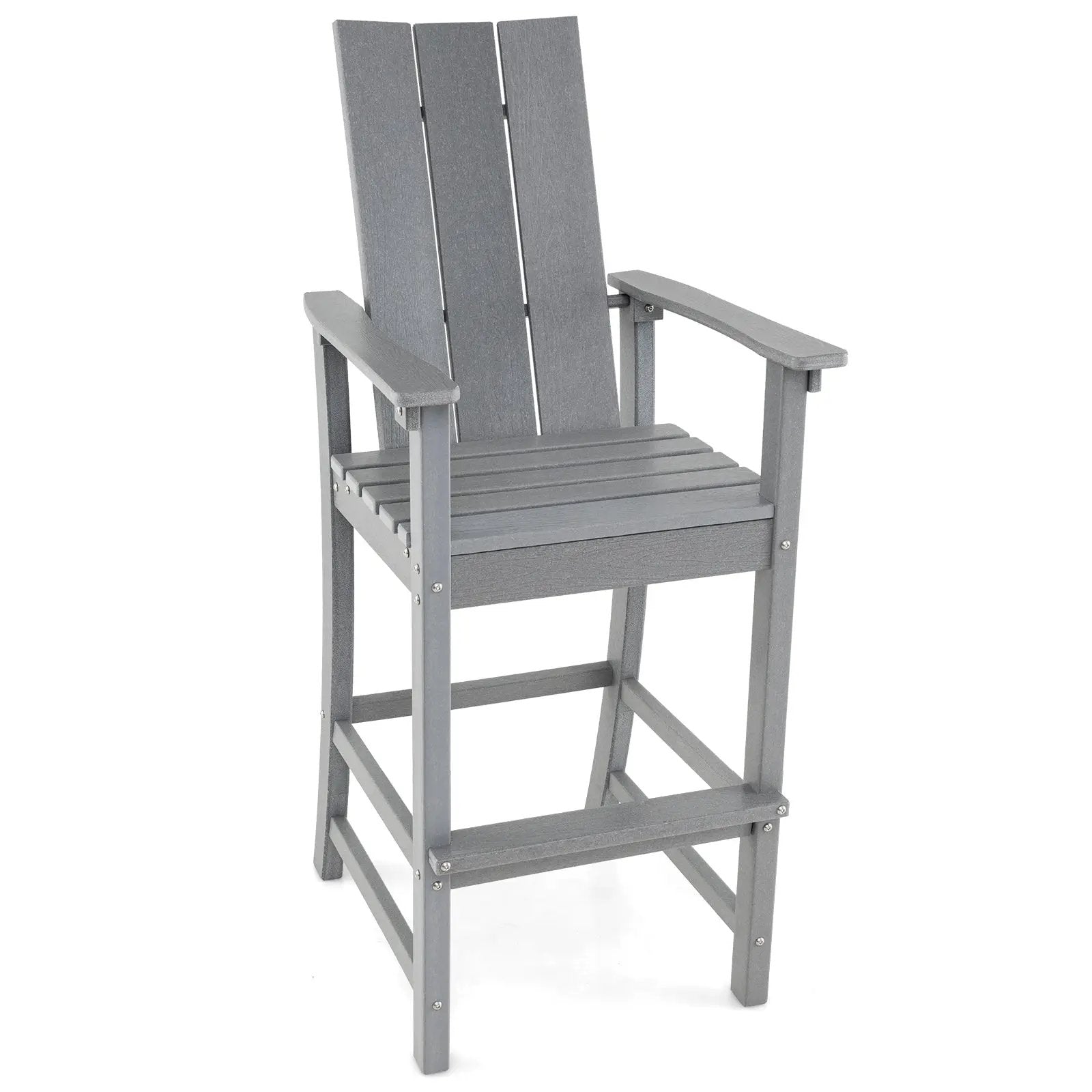 Tall Adirondack Chair Outdoor Bar Stool with Ergonomic Backrest for Backyard by DirectDeals