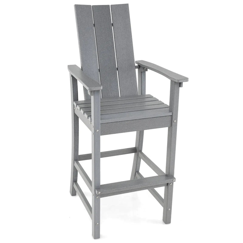 Tall Adirondack Chair Outdoor Bar Stool with Ergonomic Backrest for Backyard by DirectDeals
