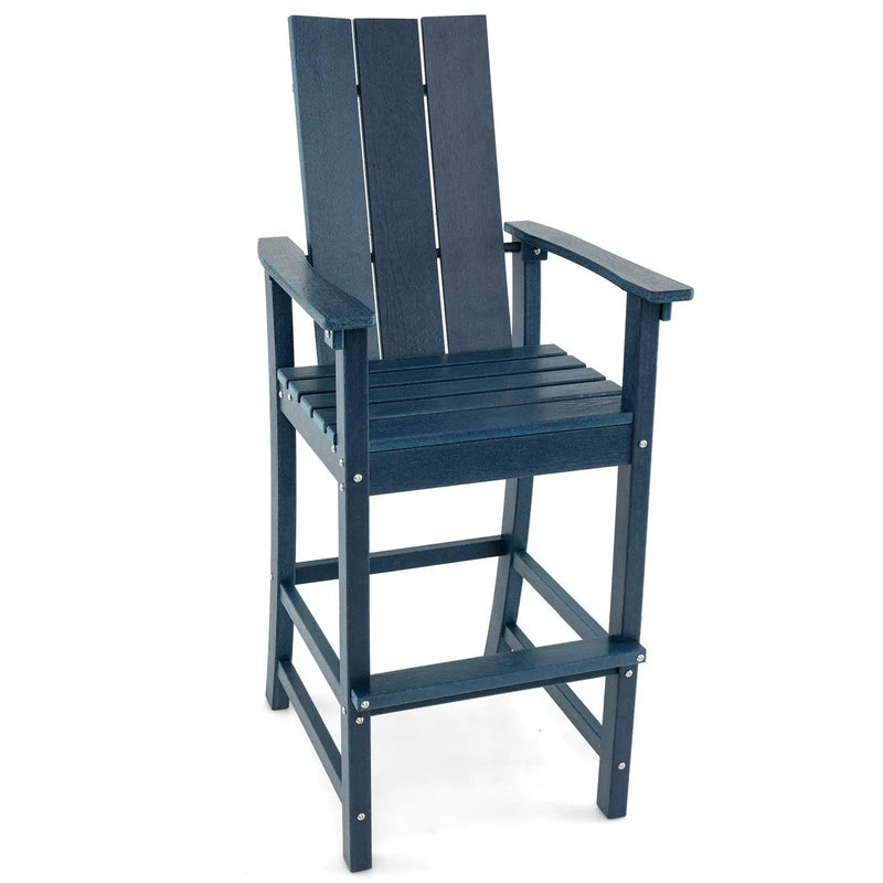 Tall Adirondack Chair Outdoor Bar Stool with Ergonomic Backrest for Backyard by DirectDeals