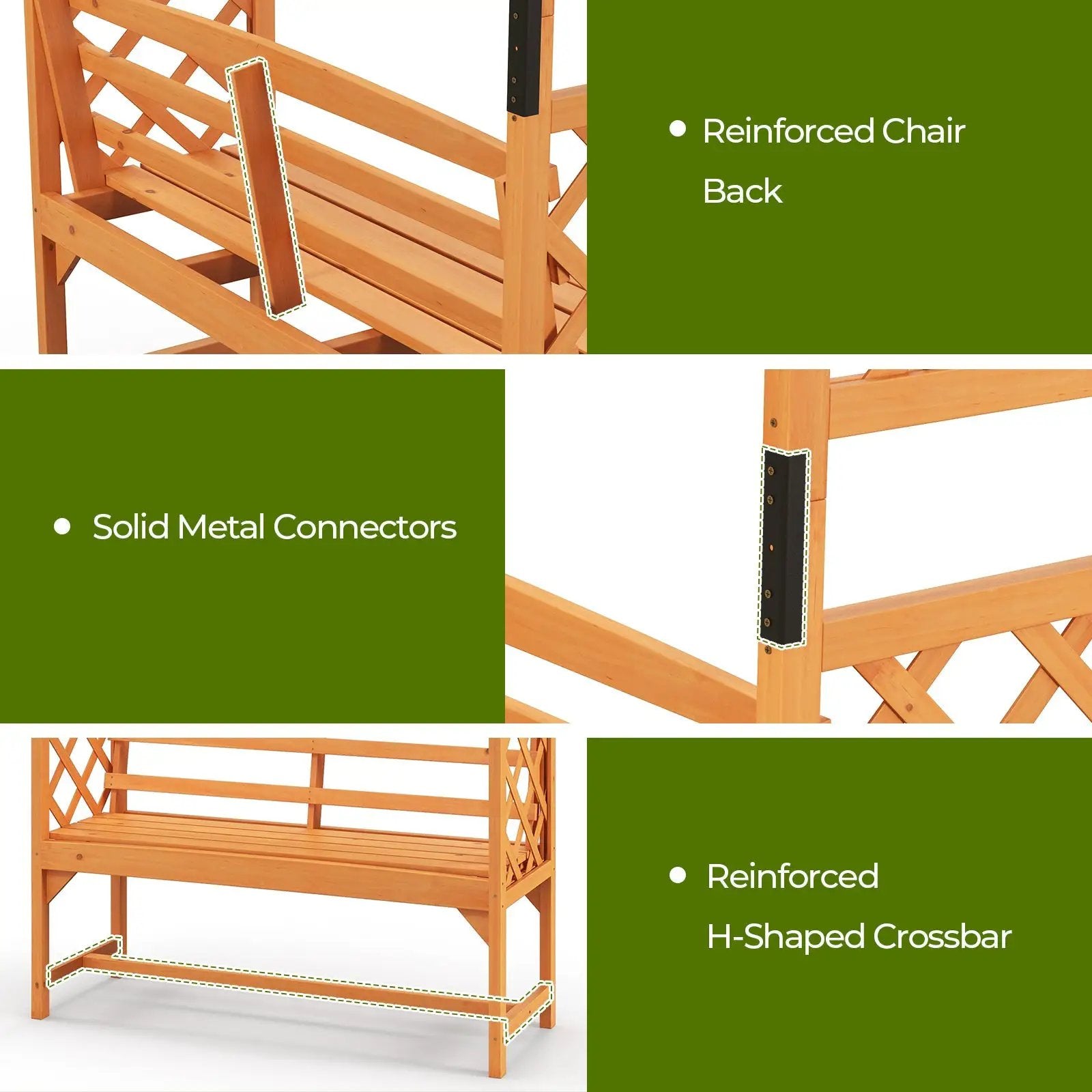 6.5 FT Tall Patio Garden Arbor with Pergola and 2-Seat Bench for Garden Backyard Decoration-Yellow by DirectDeals