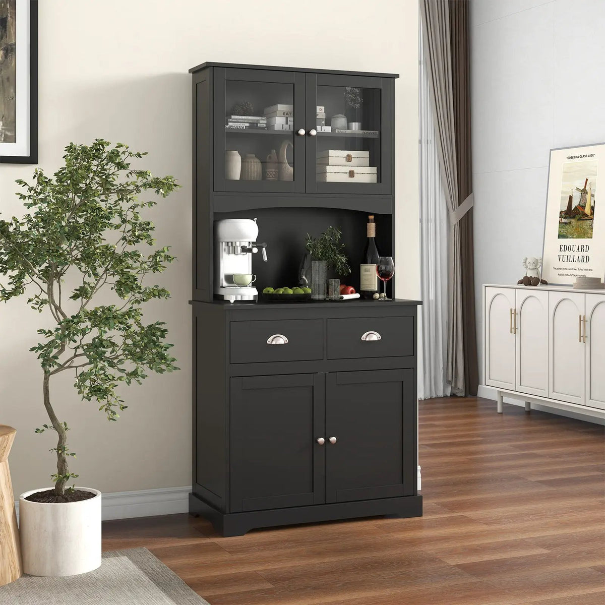 Tall Sideboard with 2 Drawers and Adjustable Shelves, photo 3 of 16