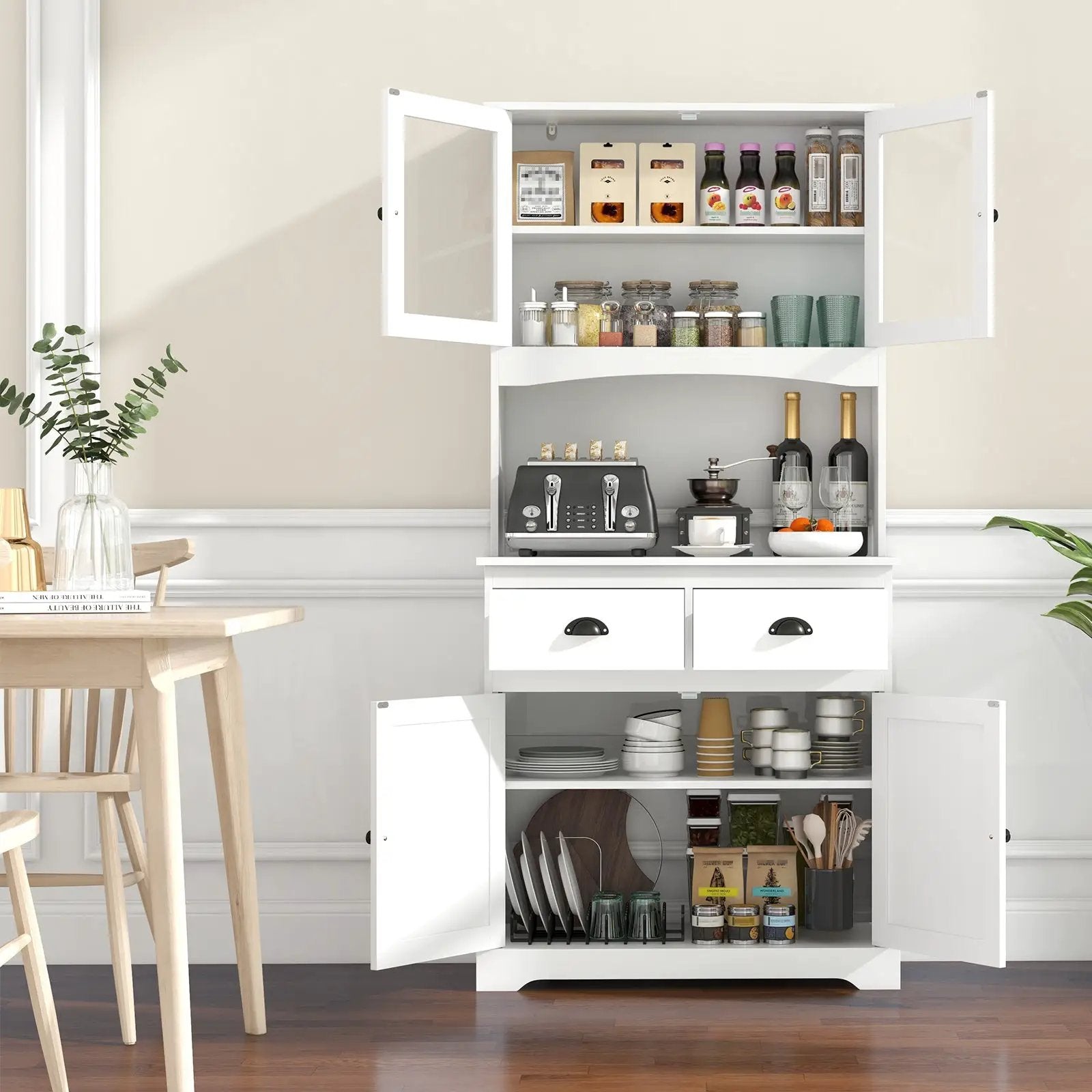 Tall Sideboard with 2 Drawers and Adjustable Shelves by DirectDeals