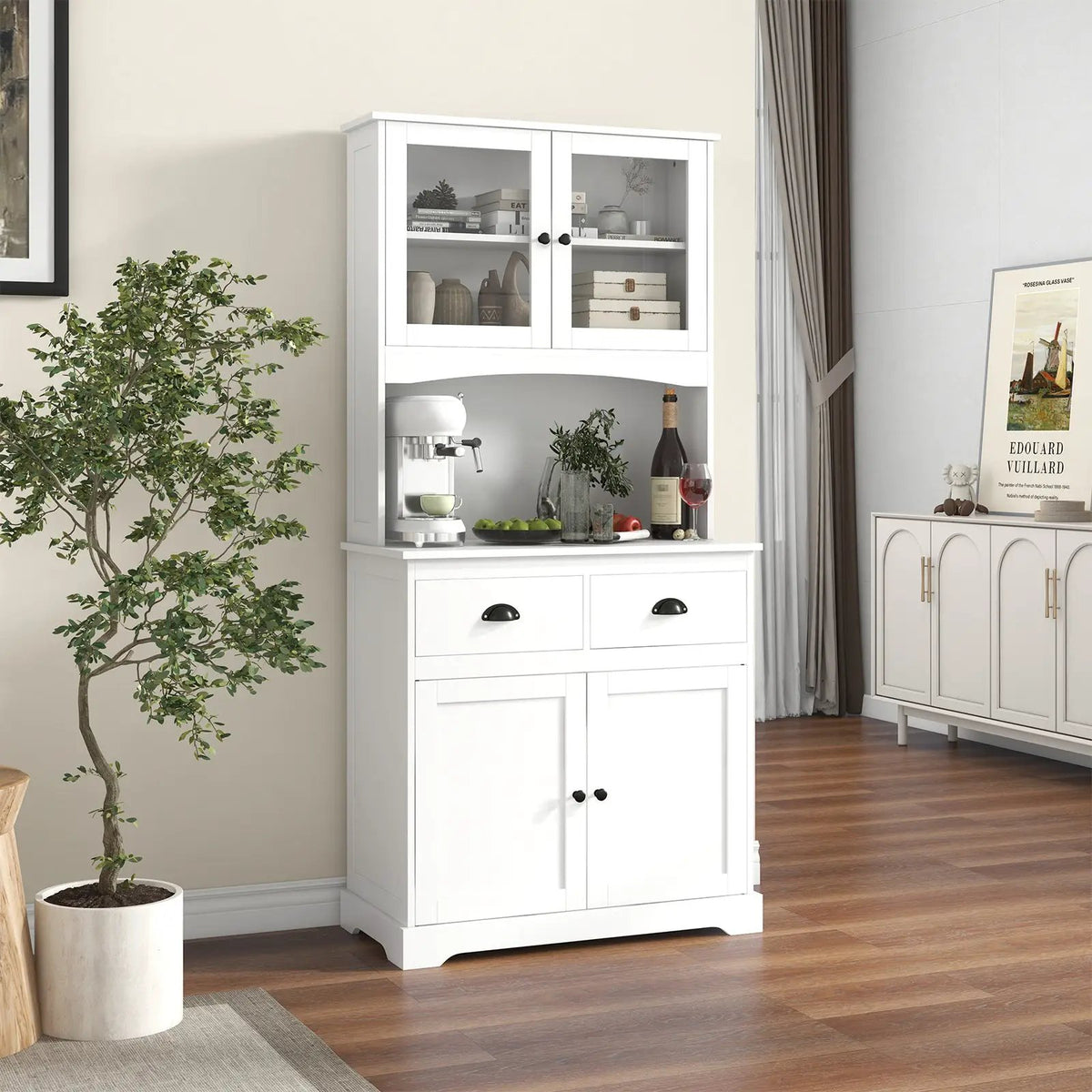 Tall Sideboard with 2 Drawers and Adjustable Shelves, photo 4 of 16