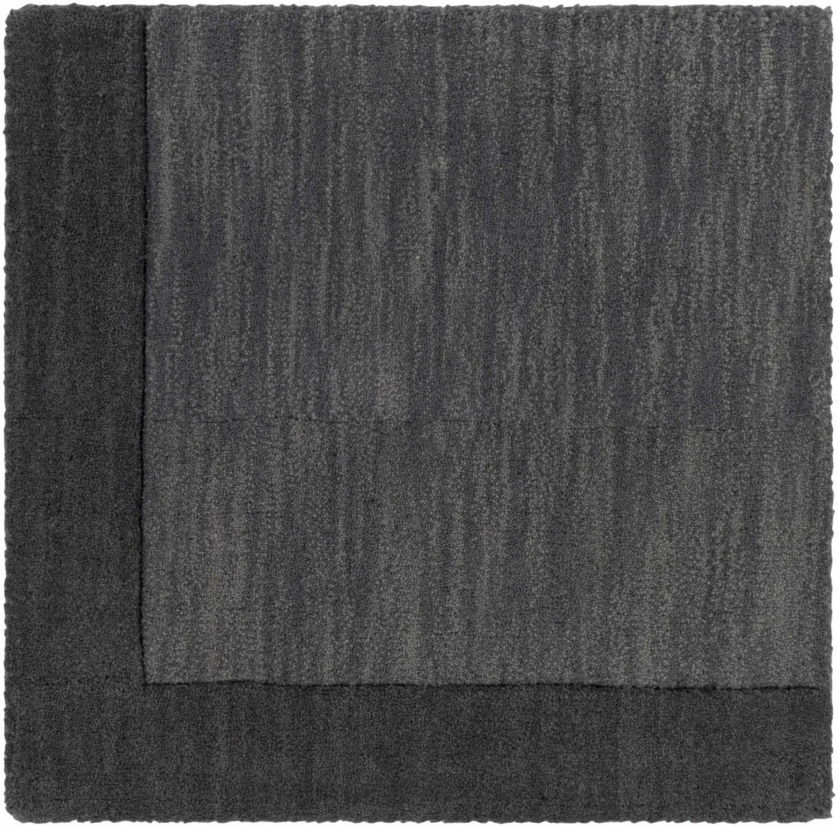 Bordered Solid Black Charcoal Wool Rug, photo 13 of 17