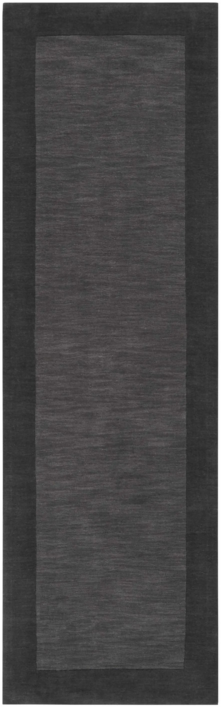 Bordered Solid Black Charcoal Wool Rug, photo 7 of 17