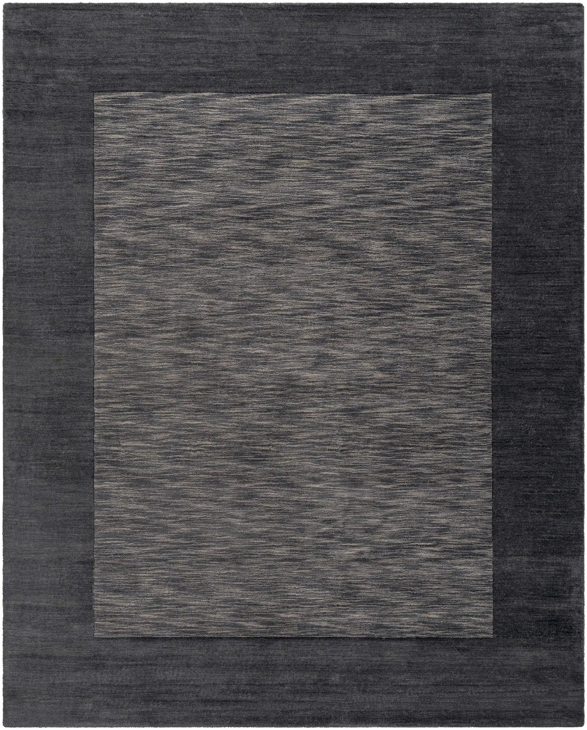 Bordered Solid Black Charcoal Wool Rug, photo 10 of 17
