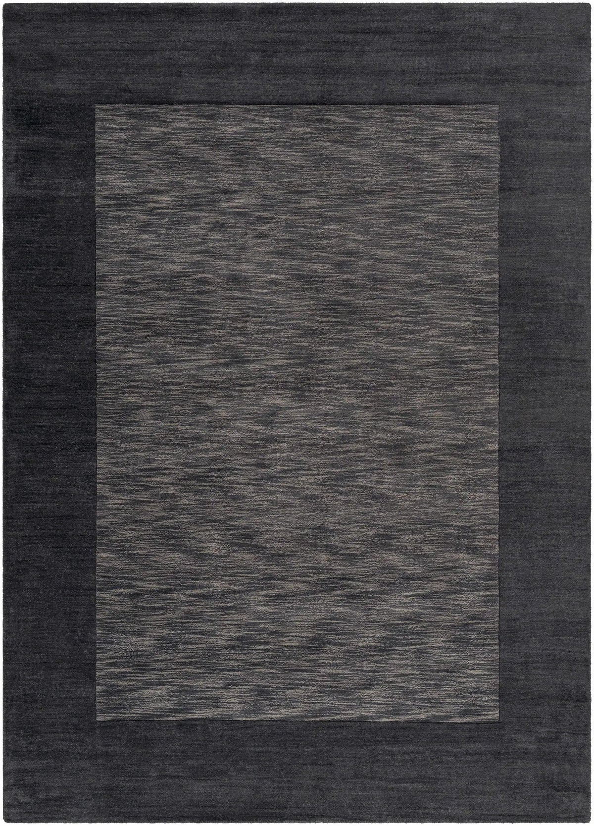 Bordered Solid Black Charcoal Wool Rug, photo 17 of 17