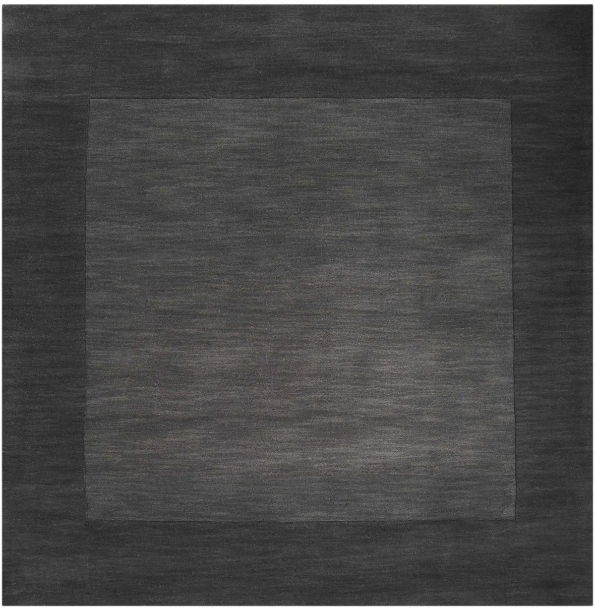Bordered Solid Black Charcoal Wool Rug, photo 8 of 17