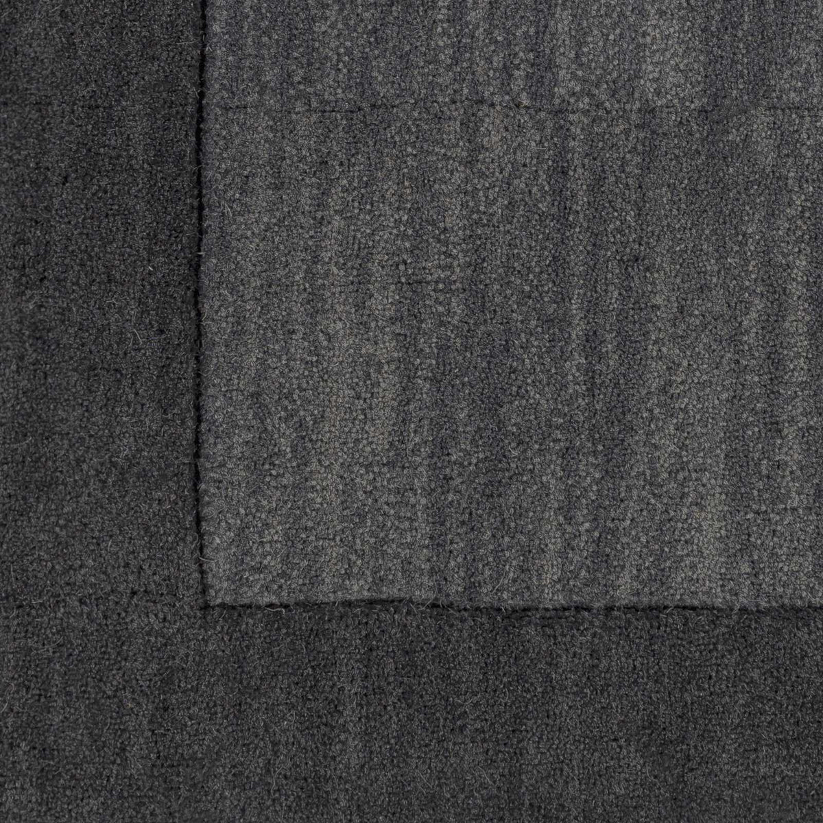 Bordered Solid Black Charcoal Wool Rug, sample swatch