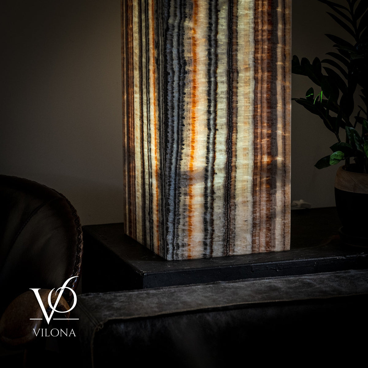 Tangerine Onyx Floor Lamp - Large - 63"H x 12"W - Square - #1, photo 4 of 19
