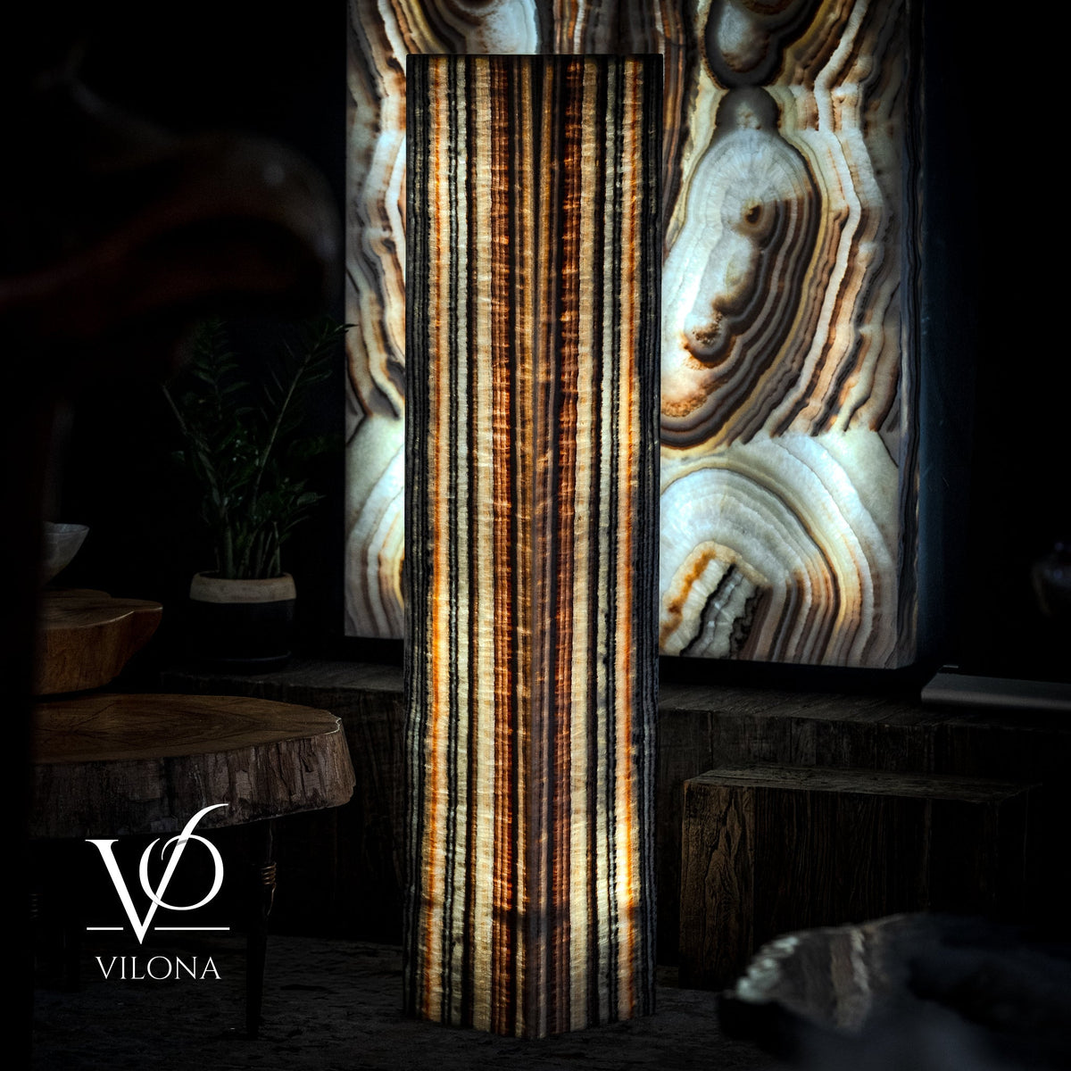 Tangerine Onyx Floor Lamp - Large - 63"H x 12"W - Square - #1, photo 7 of 19