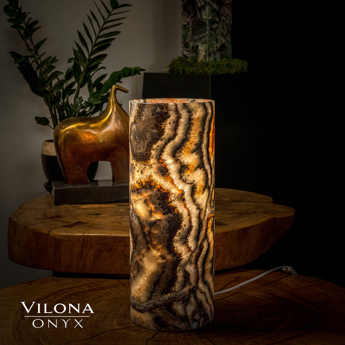 Tangerine Crystal (Onyx Table Lamp #27), photo 3 of 5