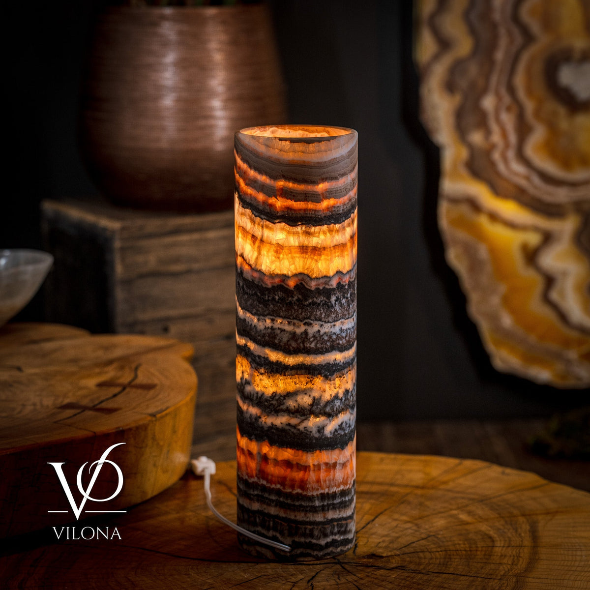 Tangerine Crystal (Onyx Table Lamp #42)