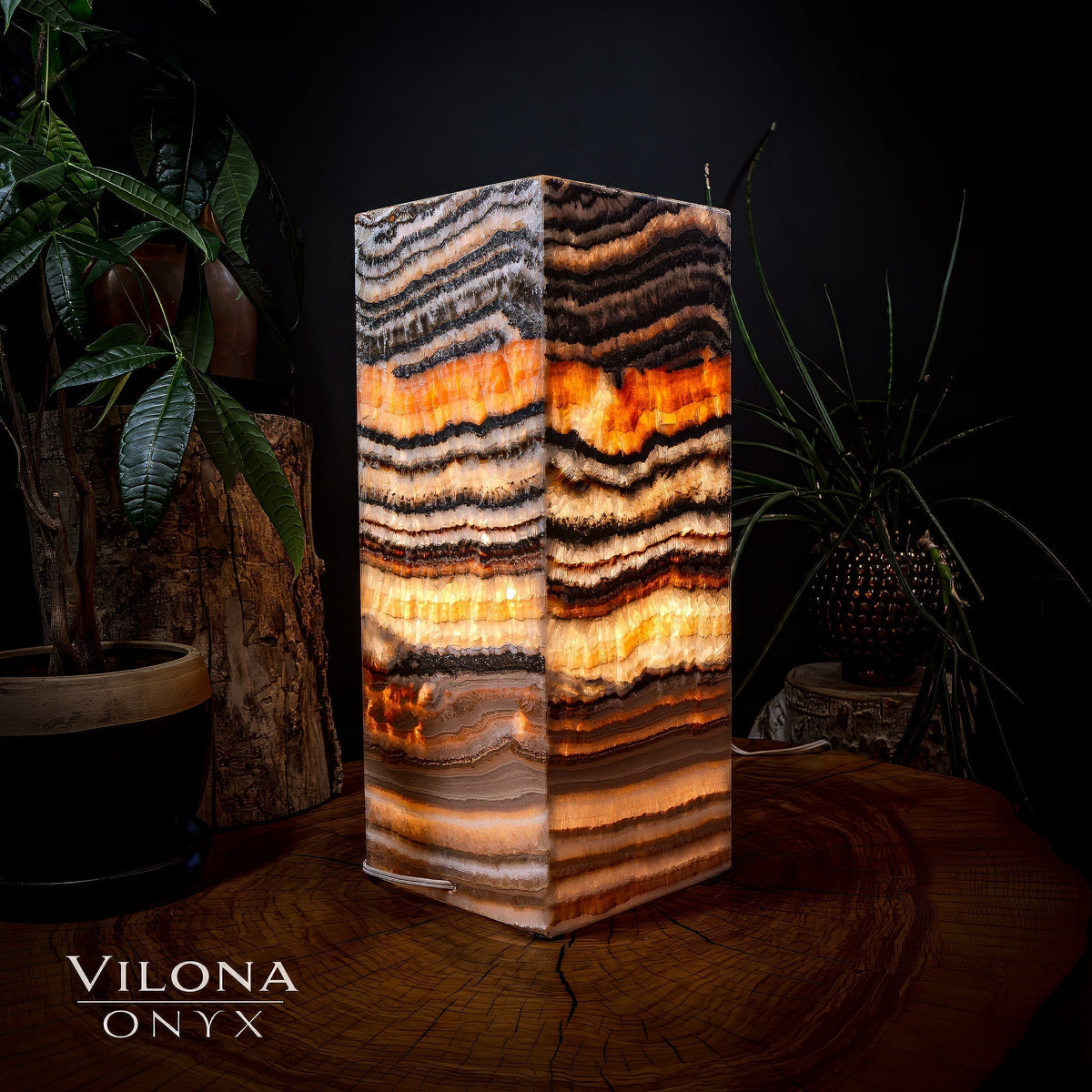 Tangerine Sierra Onyx Lamp (Medium Square Table Lamp #1), photo 5 of 5