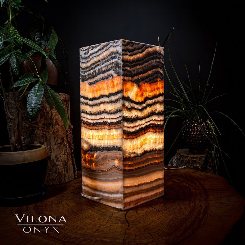 Tangerine Sierra Onyx Lamp (Medium Square Table Lamp #1), photo 5 of 5