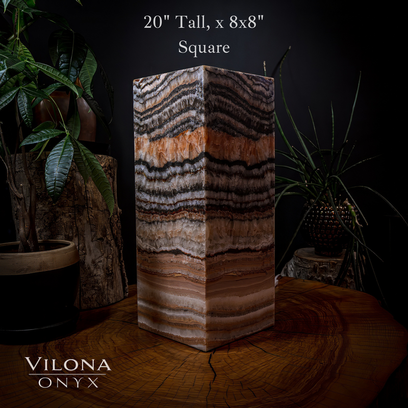 Tangerine Sierra Onyx Lamp (Medium Square Table Lamp #1), photo 2 of 5