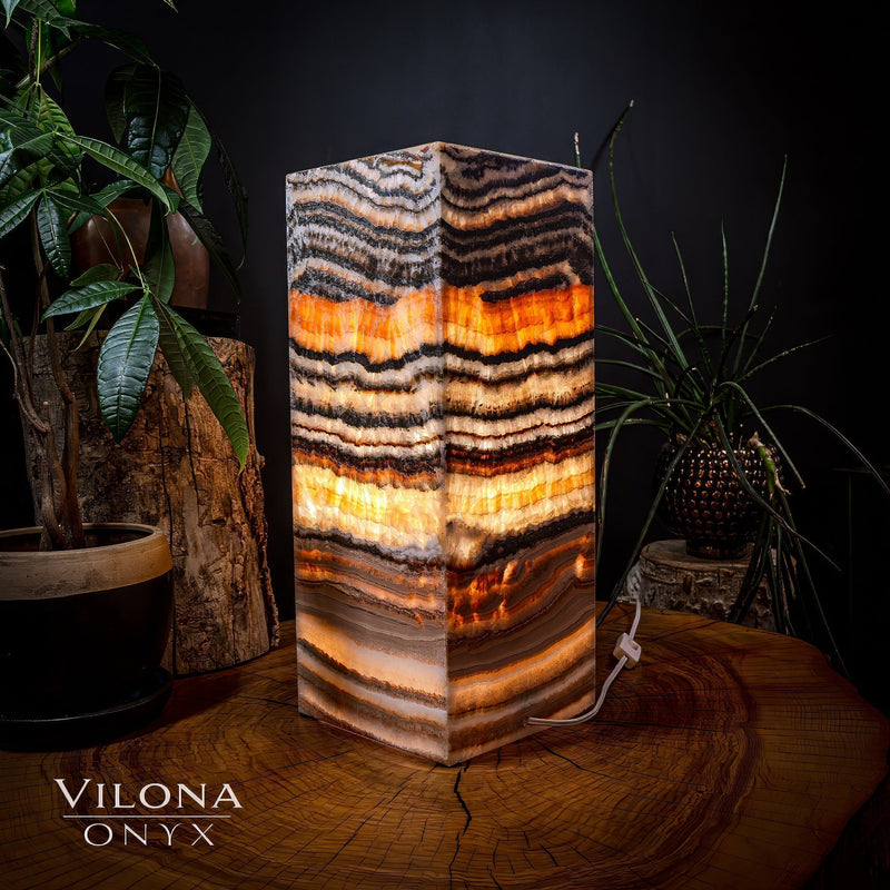 Tangerine Sierra Onyx Lamp (Medium Square Table Lamp #1), photo 3 of 5